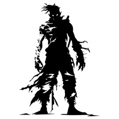 Shadowy Zombie Warrior Silhouette Marching Forward, Great for Horror Gaming