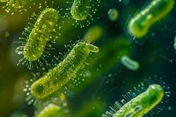 green plant cells viewed through a microscope