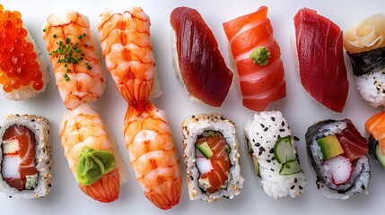 Different types of Japanese sushi