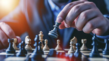 Business Strategy Planning Concept, Business Organize Strategy Brainstorm Chess Board Game, Checkmate Business Management, Leadership Success, Team Leader, Teamwork