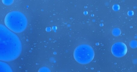 Wall Mural - slow motion macro of floating micro particles molecules in liquid are analyzed with microscope by ch