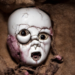 Poster - Creepy terror ceramic doll