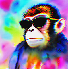 Wall Mural - Cool colorful monkey draw