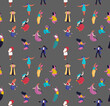 International Woman Day Endless Pattern Print.Feminism concept.Bright Beautiful Different Girls Women stand Together.Party,Celebration.Free Confident Women.Female Empowerment.Vector Flat Illustration
