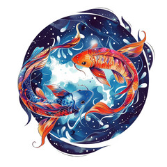 Wall Mural - pisces zodiac sign isolated on transparent background - generative ai