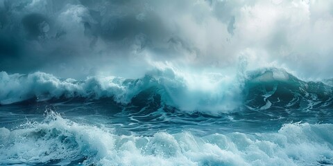 Wall Mural - Abstract blue ocean waves