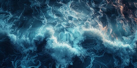 Wall Mural - Abstract blue ocean waves