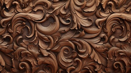 Pattern of flower carved on wood background