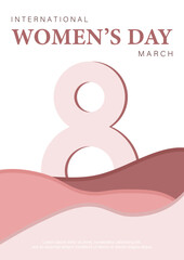 Sticker - Poster or banner with Women's day. 8 March. Special offer discount. Background for 8 march. Happy Women's day header or voucher template.
