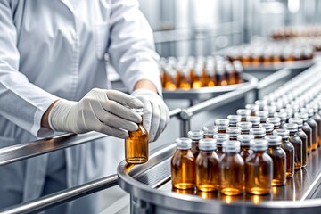 a man diligently working in a pharmaceutical company, surrounded by lab equipment and research mater