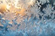 A detailed view of a frosted glass window, showcasing its intricate patterns and textures, Ice crystals forming on a window pane, AI Generated