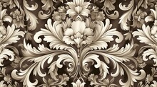 A Seamless Pattern In Sepia Tones, Evoking A Sense Of Nostalgia And Elegance, Perfect For Classic Home Decor Or Heritage Textile Products. 8k