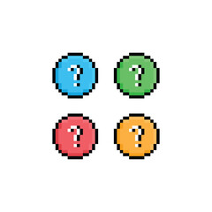 Poster - pixel question tag icon vector  sign for 8 bit game company logo template 