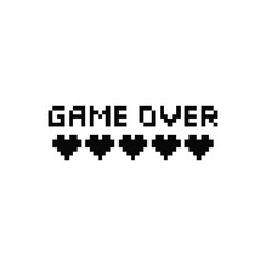 Poster - game over 8 bit icon vector pixel text