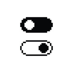 Poster - on off switch icon 8 bit, pixel art turn on off icon for game logo.
