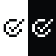 Poster - pixel check mark  icons.  yes 8 bit  icon