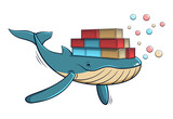Fototapeta Kosmos - Large whale with a substantial stack of boxes balanced on its back. vector illustration