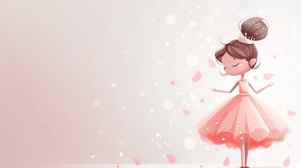 cute ballerina princess wearing tutu skirt in dreamlike atmosphere, watercolor painting style cartoon background, 