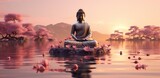 Fototapeta  - beautiful buddha sitting on the water