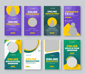 Wall Mural - online education or school admission social media instagram story web banner