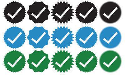 Wall Mural - account verification icon empty inside. social media verification icons. verified badge profile set.