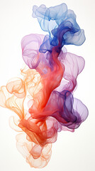 Wall Mural - Colorful Smoke Plumes Swirling on White Background

