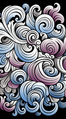 Wall Mural - Abstract Swirl Pattern in Monochrome and Pastel Tones

