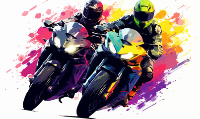 woman riding Motor bike isolated vector style with transparent background illustration