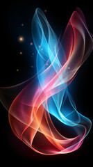 Wall Mural - Colorful Abstract Light Ribbons on Black Background

