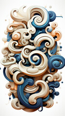 Wall Mural - Abstract Swirling Shapes Artwork in Pastel Tones


