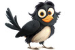 Lustiger Cartoon-Vogel: Niedliche Illustration eines fröhlichen Vogels für Kinderbücher