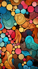 Wall Mural - Abstract Colorful Bubbles Background with Wavy Patterns

