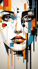 Wall Mural - Abstract Geometric Female Portrait in Modern Art Style

