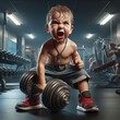 Comic Strength: Witness the Hilarity as a Little Warrior Takes on the 100-Pound Dumbbell Challenge