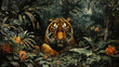 Ilustracja z tygrysem w lesie