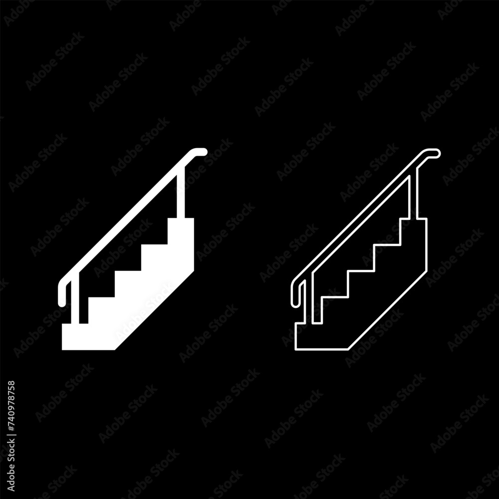 Stair Railing Icon Staircase with railings stairs with handrail ladder fence stairway set ...