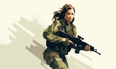 Wall Mural - woman soldier vector flat minimalistic isolated illustration