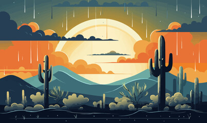 Sticker - Monsoon Season vector flat minimalistic isolated vector style illustration