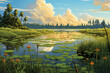 wetland landscape illustration