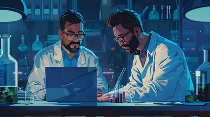 Aufkleber - Two scientists engaged in research at a modern lab. professionals working on data analysis. scientific collaboration theme. AI