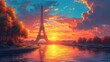 Illustration of Eiffel Tower in Paris