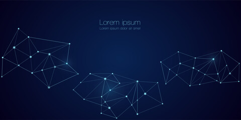Abstract technology Network nodes, digital connection polygonal shapes, vector background. Science, technology, data structure, connected points, web.
