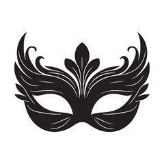 Wall Mural - Masked Elegance: Silhouetted Masquerade Mask dorning Face with Intrigue, Mystery, and a Dash of Enigmatic Charm and Allure. Vector masquerade silhouette.