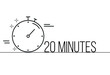 20 minutes timer icon. Stopwatch time sign. Clock symbol vector for time control