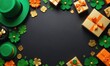 Lucky Charm Greetings: Card Template with Open Space for St. Patrick's Day - Craft Your Own Irish Blessings