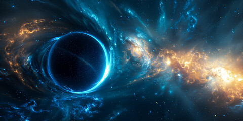 Wall Mural - futuristic black hole in the outer space. science fiction background
