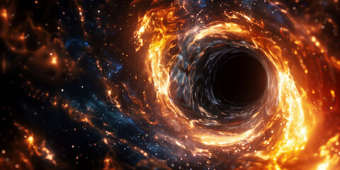 Wall Mural - futuristic black hole in the outer space. science fiction background