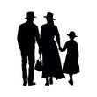 amish family parents and children vector illustration isolated transparent background logo, cut out or cutout t-shirt print design