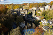 Knaresborough and river Nidd on a bright and sunny autumnal afternoon