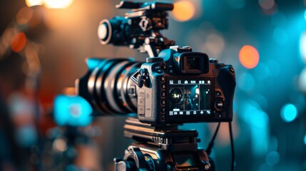 Aufkleber - A still frame captured through the lens of an optical instrument, balanced on a tripod, revealing the beauty and depth of an indoor scene